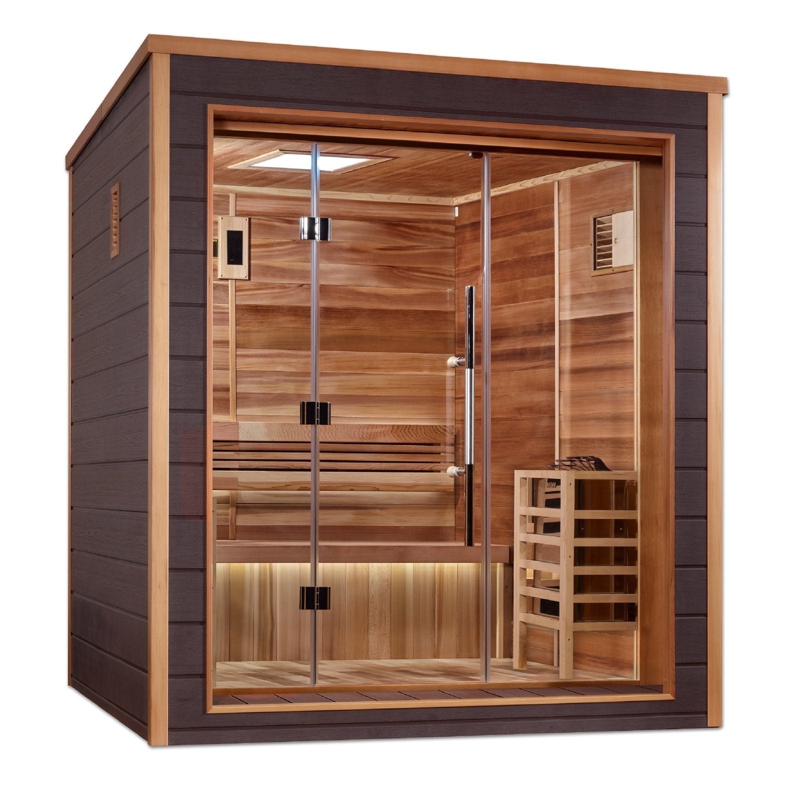 Golden Designs Drammen 3 person outdoor indoor traditional steam sauna — premium backyard retreat